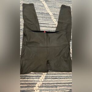SPANX Olive Faux Leather Leggings for Women, sz M